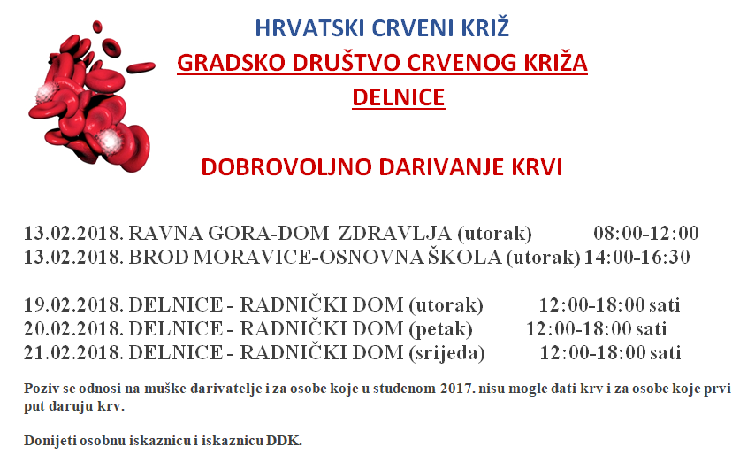 Akcija dobrovljnog darivanja krvi GDCK Delnice veljača/ožujak 2018. godine